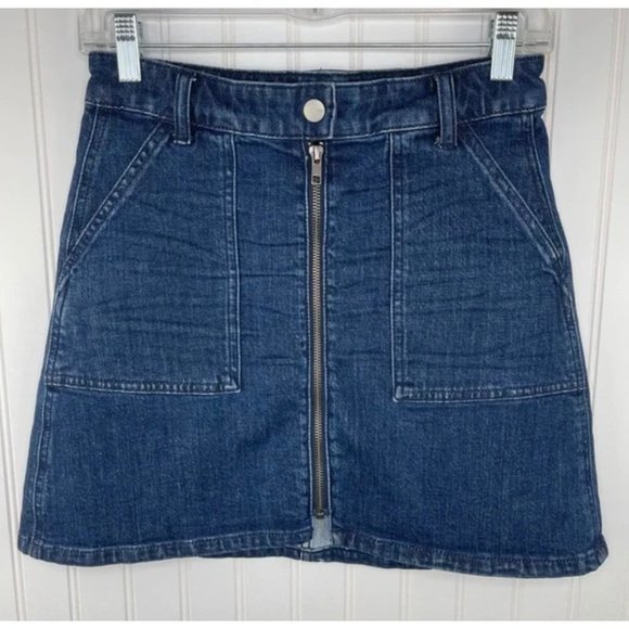 Madewell Denim Utility Zip Skirt Blue Size 32 NWOT‎ - Picture 3 of 13